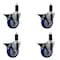 Service Caster 4'' Blue Poly Swivel 1-1/4'' Expanding Stem Caster Set with Brake, 4PK SCC-EX20S414-PPUB-BLUE-PLB-114-4 - alternate 1
